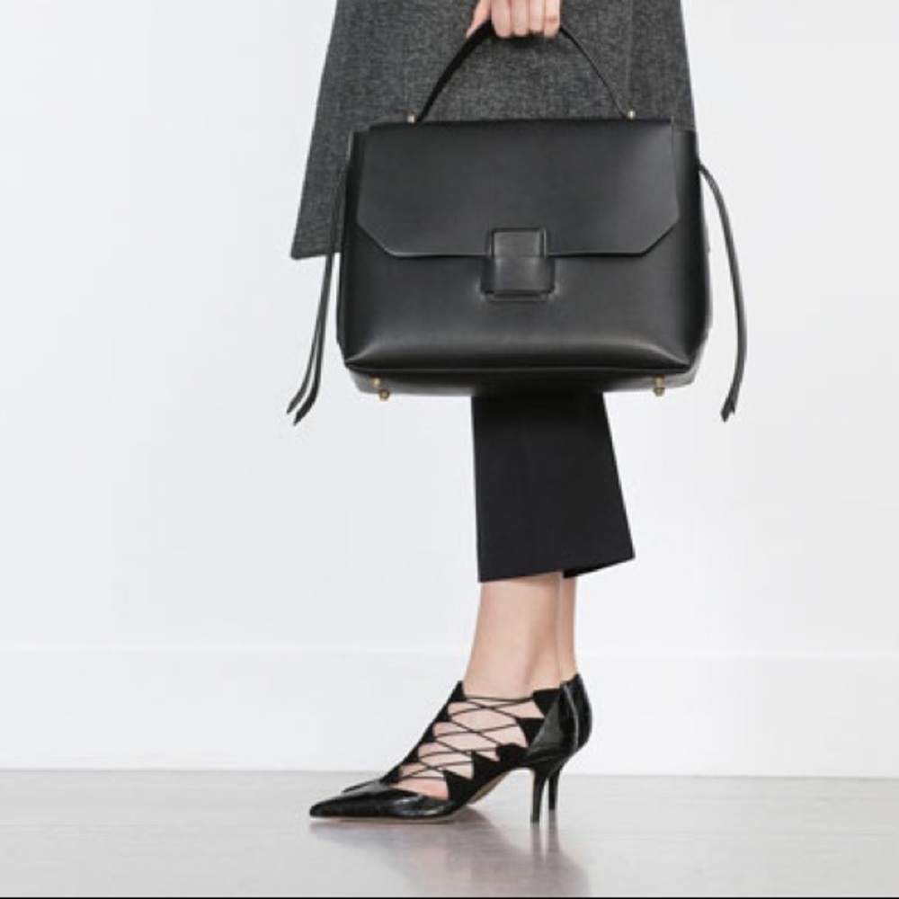 NWT ZARA HIGH HEEL LEATHER SHOES WITH STRAPS- RARE - Picture 2 of 2